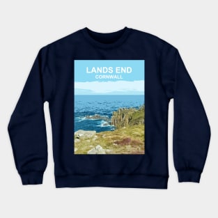 Lands End Cornwall. Cornish gift. Travel poster Crewneck Sweatshirt